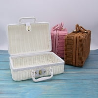 KMXYO vintage rattan tkanište za pohranu Kućište za šminkanje kofer Organizovača