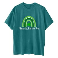 Ženski okrugli vrat casual labav čišćenje Izlazni vrhovi za žene Ljetne majice kratkih rukava Trendy St. Patrick's Day Tunika Zelena djetelina Štampanje modne majice