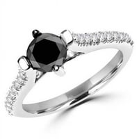 1. CTW okrugli crno-bijeli dijamantni zaručnički prsten u 14K bijelom zlatu, veličine 7.25