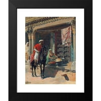 Edwin Lord Weecke Crni moderni uokvireni muzej Art Print pod nazivom - Ulični prodavač, Ahmedabad