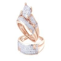 Carat okrugli rez bijeli prirodni dijamantski vjenčani prsten za vjenčanje u 10K ružin zlatne prstene