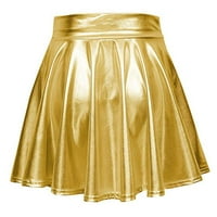 Simu ženski metalni preklop mini suknja modna svijetla čista boja nagnuta suknja