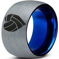 Tungsten odbojka u obliku srca Band band prsten za muškarce žene udobnost FIT plava kupola brušena siva