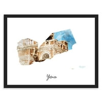 Jemen horizontalni akvalirani karton akvarel Print - - Unfrant Art Print