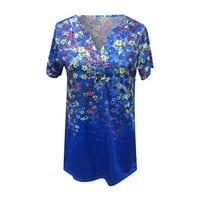 SunhillsGrace majice za žene cvjetni printira V-izrez Dugme s kratkim rukavima Ljetna casual labava
