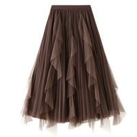 Giligiliso Cleariance božićna suknja haljina Žene Solid rufffle swing patchwork neto pređe elastični