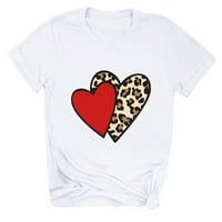 Haxmnou Žene Valentine Day Heart Love Print Tee kratki rukav Tors Bluza Majica Bijela XL