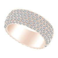 3. Okrugli oblik karata Bijeli prirodni dijamantski klaster vjenčani prsten 18K čvrstog ruža Zlatna
