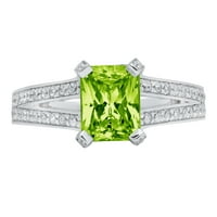 2. CT Sjajni smaragdni rez Clear Simulirani dijamant 18k bijeli zlatni pasijans sa Accentima prsten