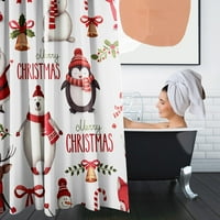 Božićni Santa Claus Penguin kupaonica Podesite tuš zastava za kupanje Contour mat i toaletni poklopac