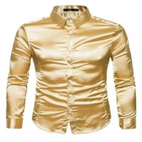 Muški vrhovi bluza za vrat Bluza dugih rukava majice za muškarce Ležerne prilike tunika Party Svijetlo