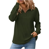 Rollbacks ženske dugih rukava s dugim rukavima Duks ovratnik opušteno-fit pulover bluza pokloni za žene
