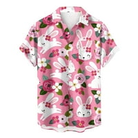 Muška tiskana jednostrana džepa majica Casual Labavi ispisane košulje za džepne košulje, ružičaste,