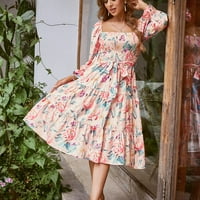 Yuwull Maxi haljina za žene ljetne haljine za žene Ženske modne jesenske haljine kvadratni vrat cvjetni