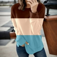 Ženske trake dugih rukava dugih rukava Casual okrugla pulover za majice, smeđa, l