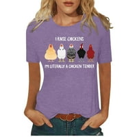 Smiješne majice za žene Pismo Grafički print CrewNeck Majica kratkih rukava Tee Tors s