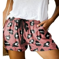 Grianlook Ženske ležerne kratke hlače Elastični struk za print džepove Shorts Ljetna plaža Lagane kratke