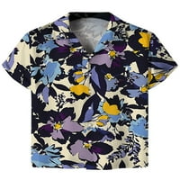 Glonme Mens rever od vrata za životinje T-majica cvjetna tiskana odmorska bluza isključuje ljetne majice