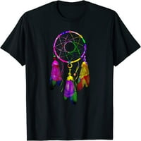 Šareni sanjarski peri iznerviran američki indijski plemenska majica Crna Tee