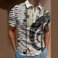Crne polo majice za muškarce Muškarci 3D tiskani Ležerne prilike ljetne bluze Lapel majica s kratkim