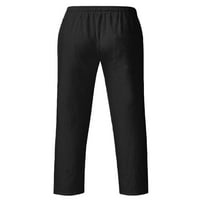 Haite muške pantalone elastične struk dno nacrtavajuće hlače jogger loungewear home solid color crni