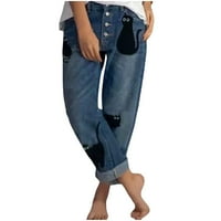 HHEI_K opušteni traper ravne pantalone Dame Jeans Street Fashion Wide noga hlače za žene Tweatpats Women