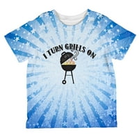 Okrenite roštilje na plavoj boji po cijeloj majici majica s majicom MULTI 4T
