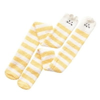 Relanfenklz ženske čarape WOMWN Coral preko koljena zgušnjava topla ručnik za spavanje prugasta čarapa