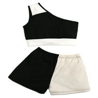 Pfysire Kids Girls Dvo-kom, kratke hlače + Postavljaju ljetne povremene odjeće 2- T marelice