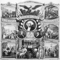 United Mechactics, 1870. Nlitografski poster za američki nalog United Mechanics, 1870. Print poster