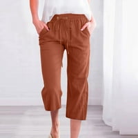 Ljetne pantalone za žene Ležerne lagane trendove Žene Ležerne prilike čvrste boje elastične hlače Ravne