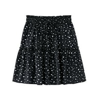 Odieerbi suknje za žene modni povremeni ispis ruffles a-line plutane čipke up mini kratka suknja crna