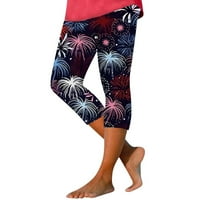 Dan neovisnosti za žene za žene Ljetne modne Ležerne prilike za ispis Sportske joge hlače uske obrezane
