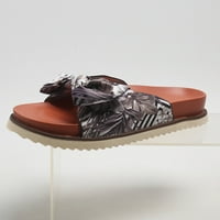 ZTTD dame moda cvjetna print luk tkanina plaža Otvorena nožnih prstiju Ležerne papuče Žene klizanje