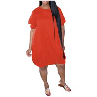 Prilagođene žene plus veličina casual haljine casual kratkih rukava gradijent sa srednjim dužinama ljeto