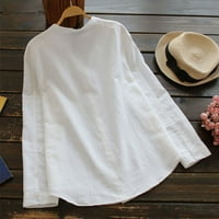 Ženski ljetni vrhovi Grafički otisci okrugli izrez s dugim rukavima pamučna bluza bijela XL