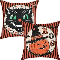 Cade Halloween jastuk za jastuk, pad jastuk za bacanje na poklopce set od 2, vintage lanene mačke bundeve