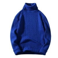 SNGXGN muški ležerni tanak prikladan turtleneck prevelizirani džemper pulover muški džemperi, plavi,