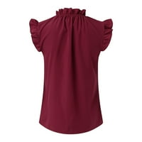 Daznico Womens vrhovi ženskih ljetnih običnih majica na rukavu na rukavu za žene crvene xxxl