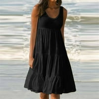 Ženska plus veličina ljetne haljine modna ljeta ljeta Solid Boja rukava bez rukava na plaži na carinjenje,