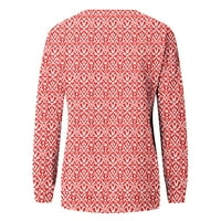 Strungtene dugih rukava za žene Slatke grafičke tenske bluze casual plus veličina osnovnih vrhova pulover
