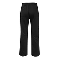 Pamučne i posteljine uzročno hlače za muškarce Čvrsto boje casual elastični pojas džep pamučne i posteljine panele pantalone muške teretne hlače na klirensu