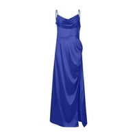 Ljetne haljine za žensku dugu modnu modnu ručnu haljinu s V-izrezom bez rukava plave s