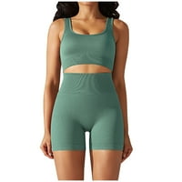 Poslovne ležerne odjeće za žene Ljeto Knit bez rukava okrugli izrez Solid Color Yoga bluza Dva vežba