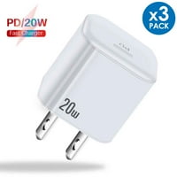 [3-paket] USB C Zidni punjač, ​​iPhone brz punjač blok 20W PD Power adapter kompatibilan sa iPhone Mini
