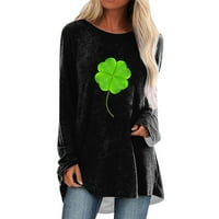 Beppter St. Patricks Dan majice Fall majice Žene četvero listovi ispisani posadni vrat dugih rukava