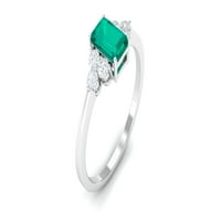 CT Octagon Cut Green Emerald Prsten za žene za žene sa moissinitetom triom, srebrnim sterlijom, SAD