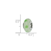 LT zelena, zelena točkica Murano Glass & Sterling srebrna šarm perle