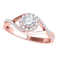 Aonejewelry 0. CT Diamond Halo dragocjeni zaručnički prsten u 10k ružičastog zlata