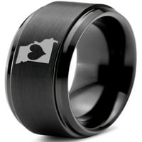 Tungsten Missouri prikaži mi državne srčane prsten za muškarce za žene Udobnost fit crni korak Bevel